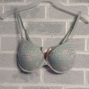 Pink Victoria's Secret Women's Mint Green & Pink Everyday Wear Push Up Bra 34C